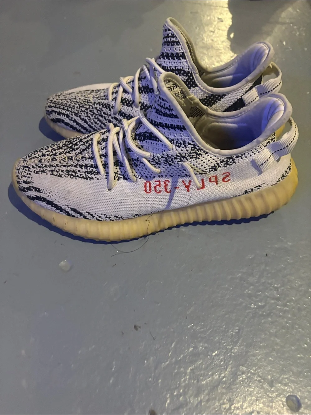 Yeezy Boost Zebra Knit Sneakers with Gum Sole